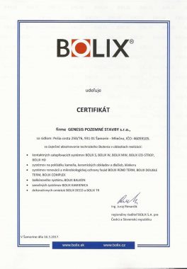 Certifikát o zaškolení BOLIX GENESIS 2017-page1